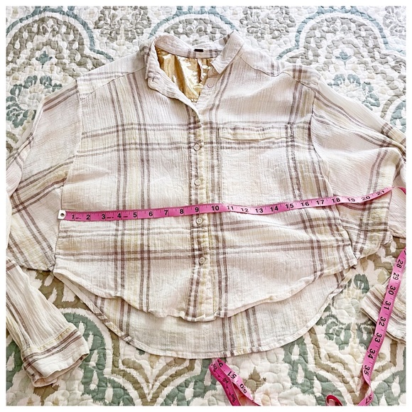 Free People “Cutie” Plaid Cropped Shirt XS - Picture 6 of 11